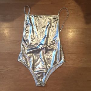 Foiled one piece swimsuit (silver)